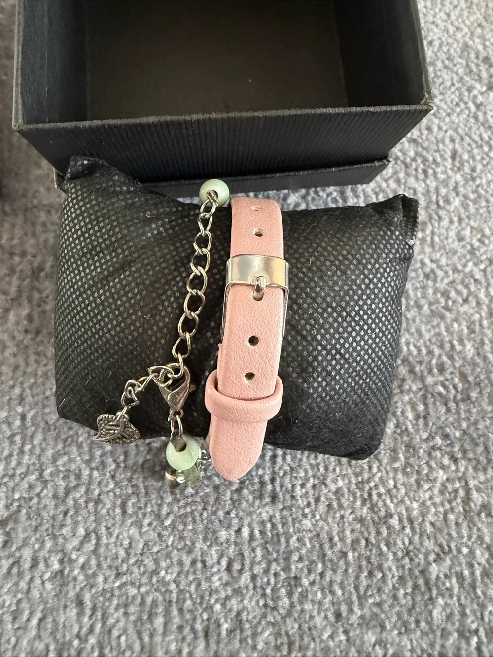 Girl’s Pink Leather Rose Gold Bow Strap Watch